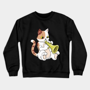 Cat as musician with trumpet Crewneck Sweatshirt